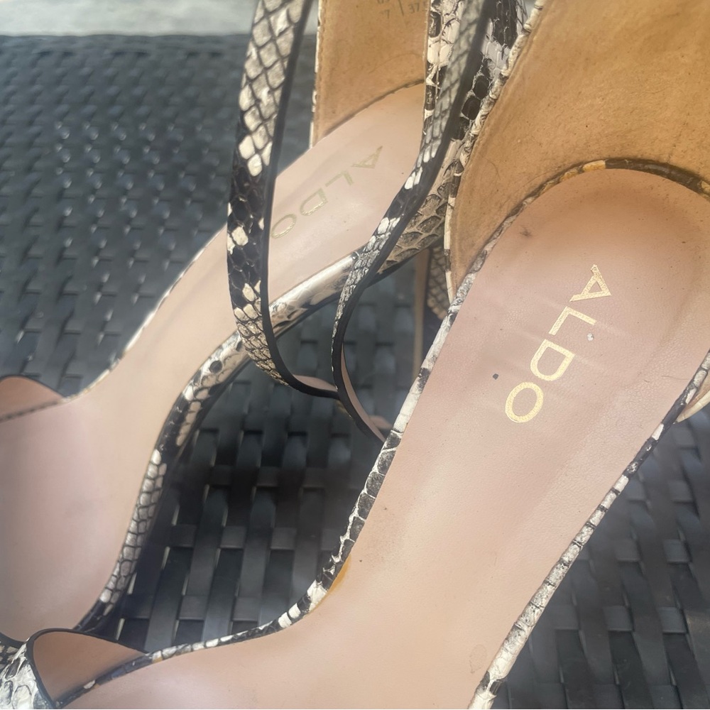 Aldo Black and White Snakeskin Heels